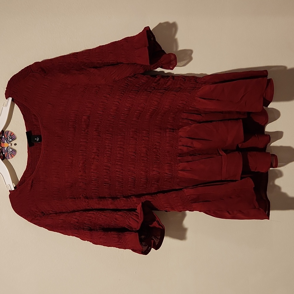 Torrid Red Smocked Peplum Top